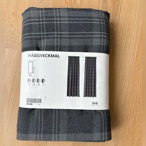 IKEA HÄGGVECKMAL Curtains Gray Plaid Check 57"x98" Pair New NIP